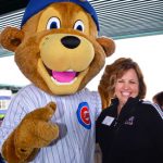 Dean Laurie Elish-Piper with the Chicago Cubs mascot