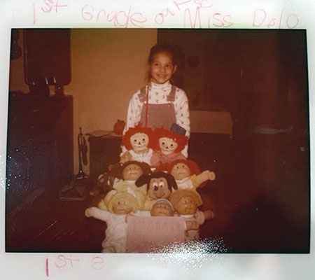 Selina Bartels and her class of stuffed animals.