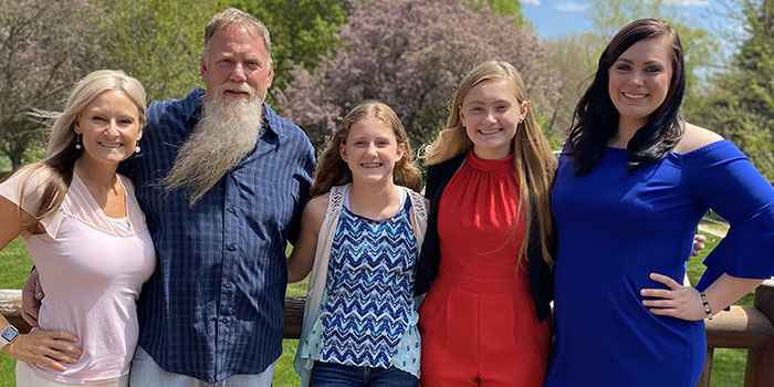The Megerle family: Jodi, Scott, Tanna, Emma and Nikki.