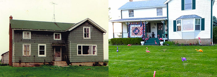 The Babos near the intersection of Routes 23 and 34: before and after.