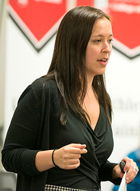 Jenn Jacobs in action teaching a graduate class.