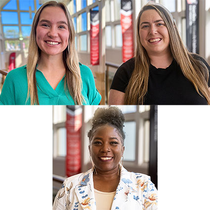 Clockwise, from top left: Grace DeSmedt, Ashley Manor and Dominique Yackley.