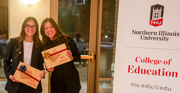 Morgridge Endowed Chair Office graduate assistants Kristen Aragon and Kimberly Teal.